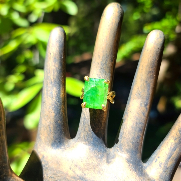 Natural Kharma by Avelon Jewelry - Beryl green HUGE 8k emerald cut ring sz7.75